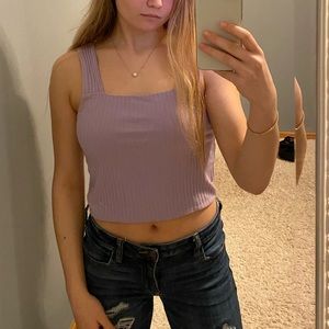AMERICAN EAGLE Ribbed Crop Top with Sleeves